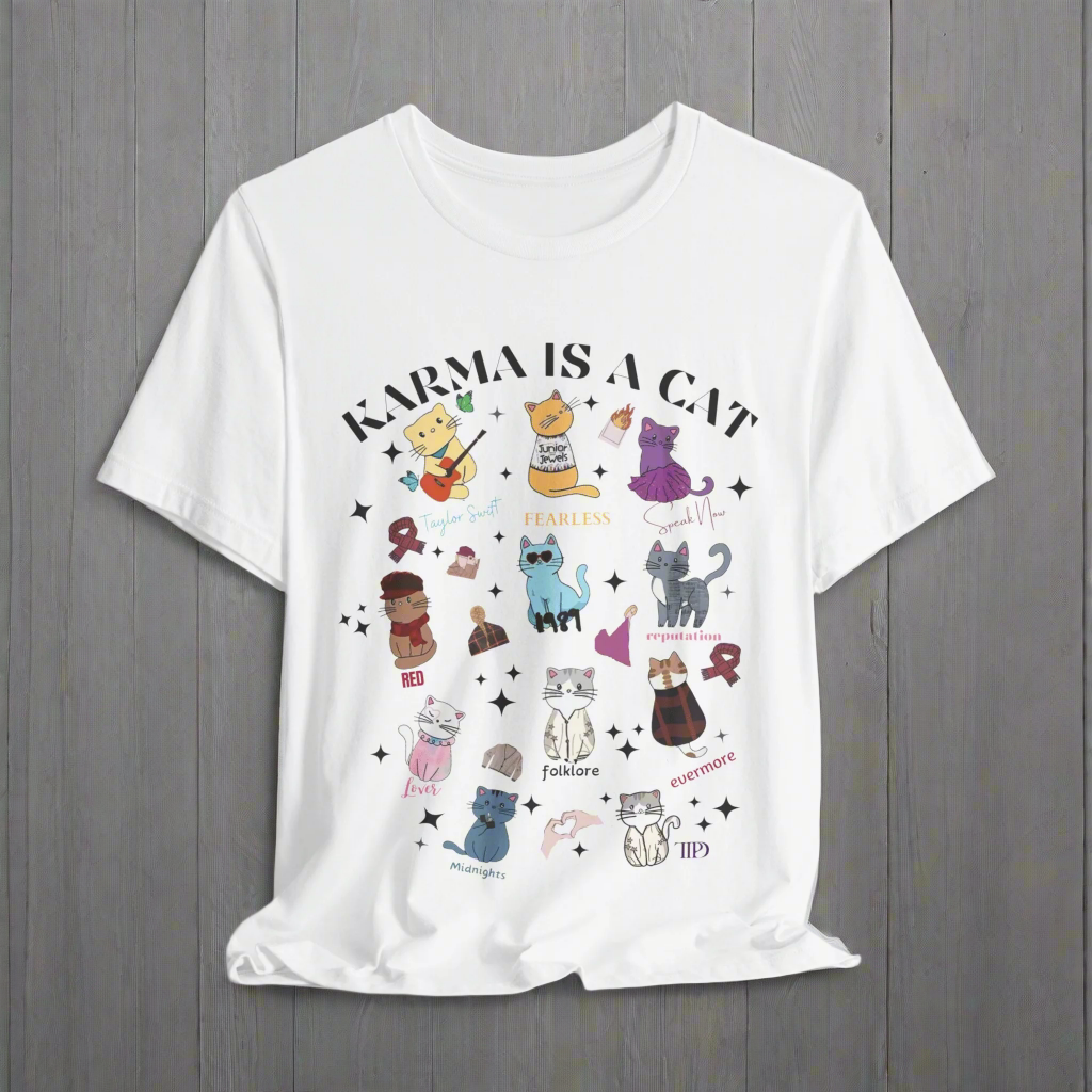 Taylor Swift Karma is a Cat Swiftie Shirt - Shoptown Boutique