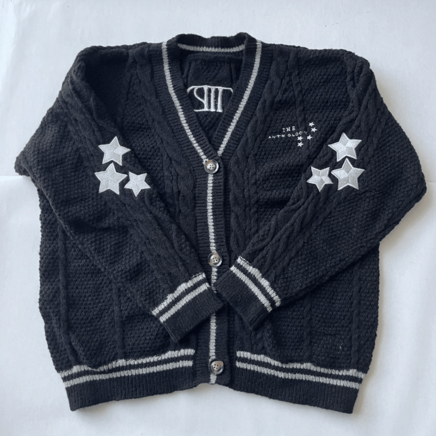 Taylor Swift Anthology Tortured Poets Department Cardigan - TTPD Black Sweater - Shoptown Boutique