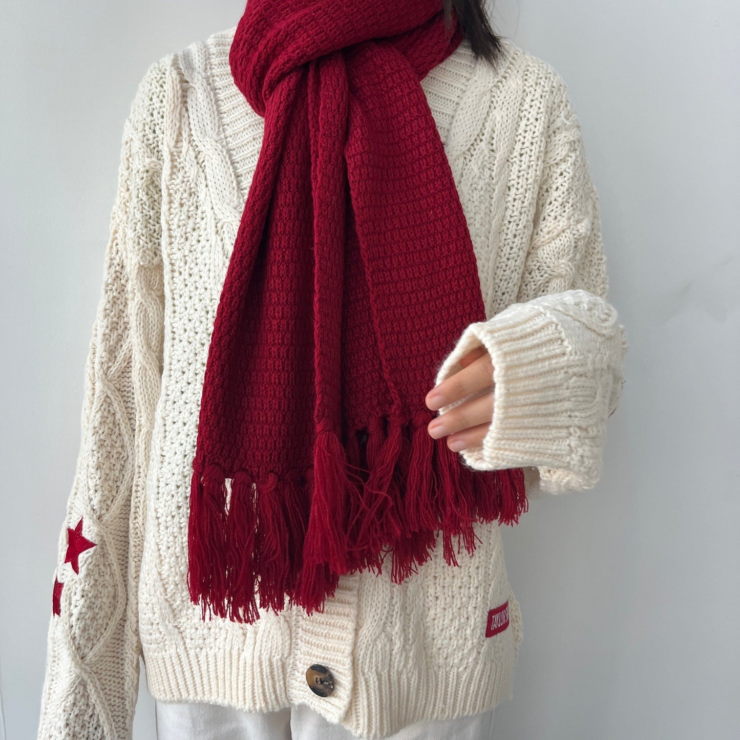 Taylor Swift Red Cardigan Taylors Version Sweater With All Too Well Scarf - Shoptown Boutique