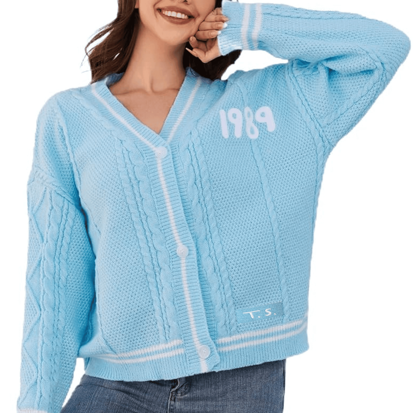 Taylor Swift 1989 Cardigan Taylors Version, Light Blue Cardigan Sweater - Shoptown Boutique