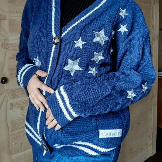Taylor Swift Midnights Cardigan Taylors Version, Navy Blue Cardigan Sweater - Shoptown Boutique