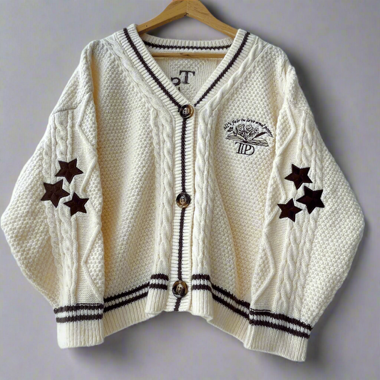 Taylor Swift Tortured Poets Department Beige Cardigan - All's Fair In Love And Poetry Cardigan - Shoptown Boutique