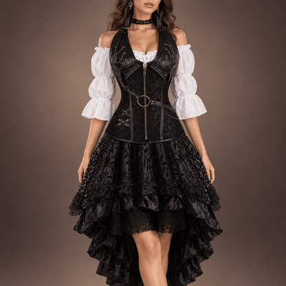 Women's Steampunk Pirate Costume | Victorian Corset, Blouse & Skirt