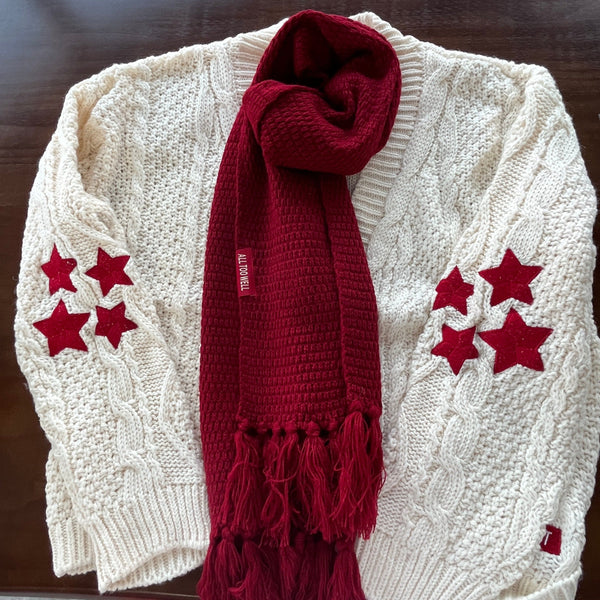 Taylor Swift Red Cardigan With All Too Well Scarf – Shoptown Boutique