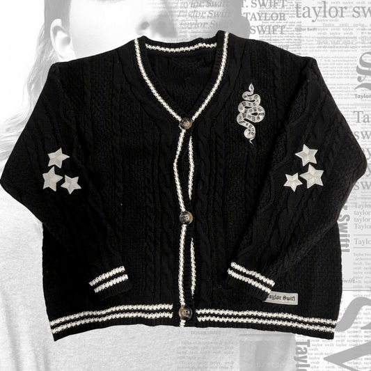 Taylor Swift Black Reputation Cardigan Snake Embroidered, Eras Tour Outfit - Shoptown Boutique