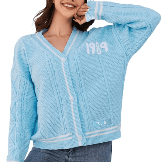 Taylor Swift 1989 Cardigan Taylors Version, Light Blue Cardigan Sweater - Shoptown Boutique