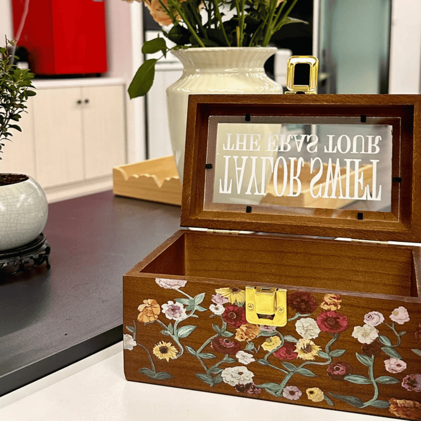 Taylor Swift Storage box with floral Eras Piano design placed on a surface  - Shoptown Boutique
