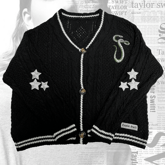Taylor Swift Black Reputation Cardigan Snake Embroidered, Eras Tour Outfit - Shoptown Boutique