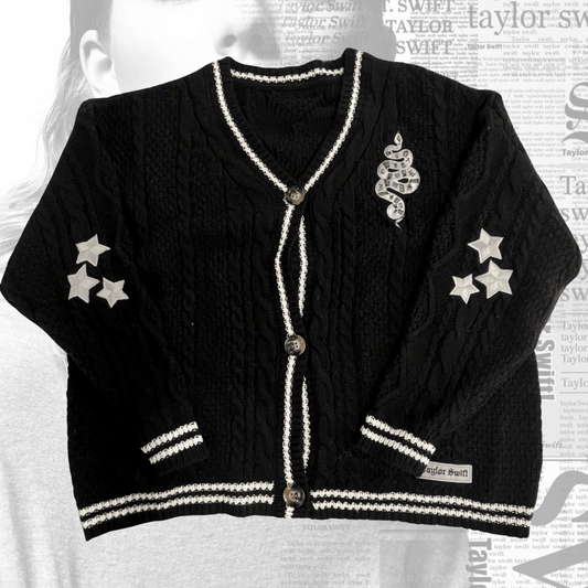 Taylor Swift Black Reputation Cardigan Snake Embroidered, Eras Tour Outfit - Shoptown Boutique