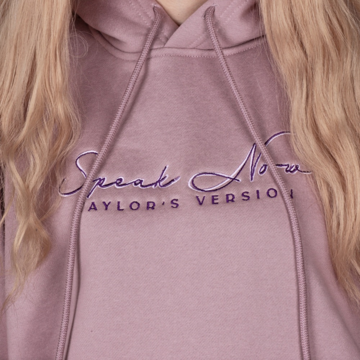 Taylors Speak Now Hoodie - Purple embroidered eras knit hoodie front view